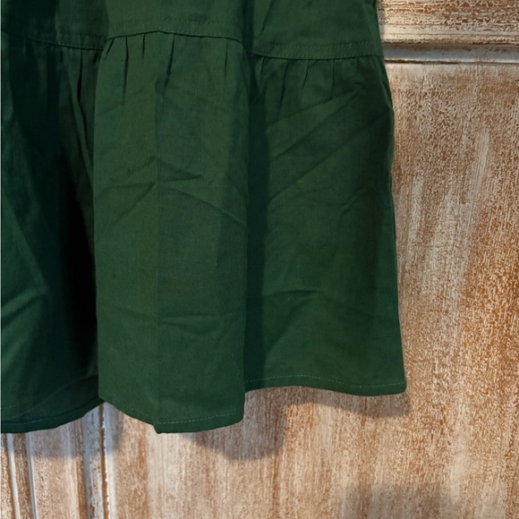 Apiece Apart Emerald Green Tiered Mini Linen Dress - Picture 4 of 6